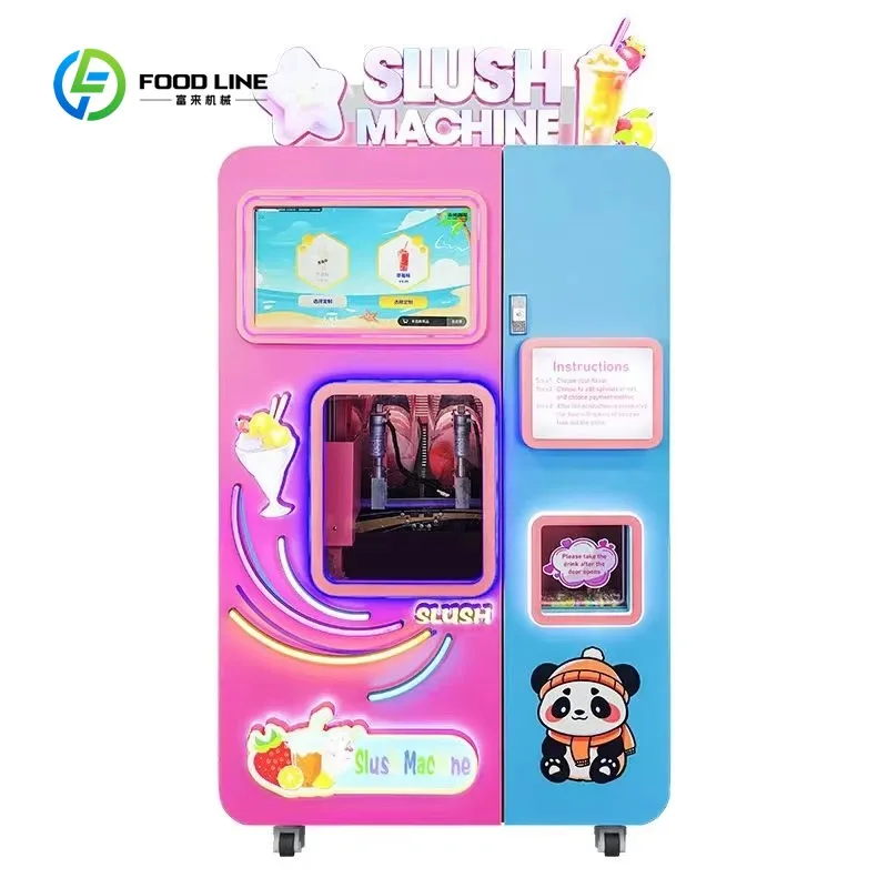 Customized Auto Slush Vending Machine Commercial Smoothie Vending Machine Slushy Machine Support Credit Cards, Banknotes. Coin