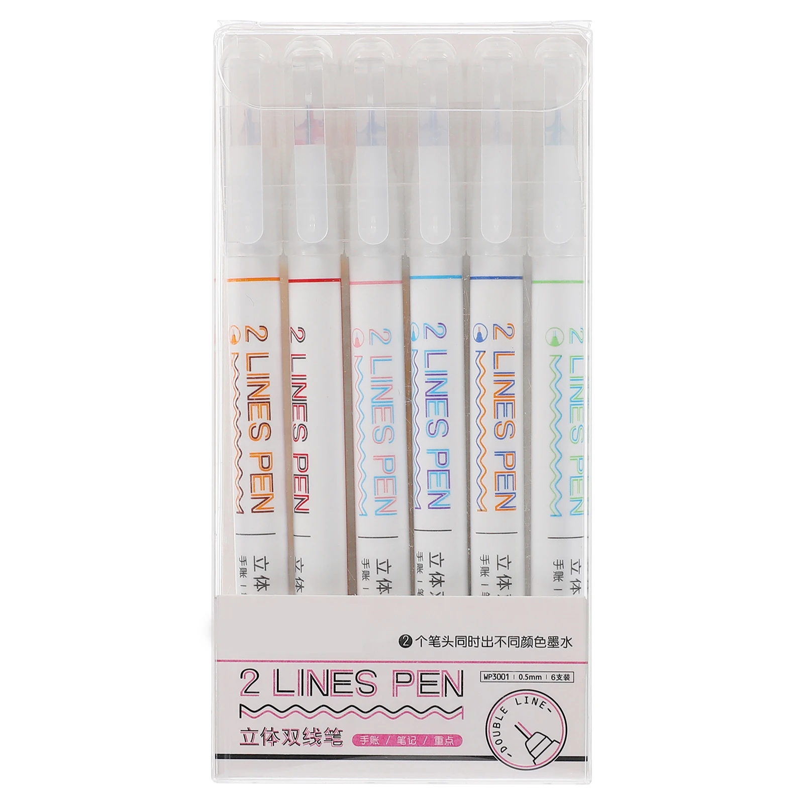 

6 PCS Two-color Marker Pen Highlighters Double Ended Pens Colour Dual Tip Fluorescence