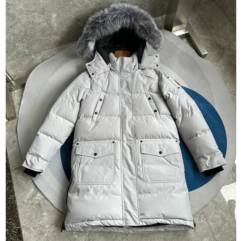 Canadese dames donsjas verdikte warme lange jas witte ganzendons damesjas vossenbont geschikt voor extreem koude sneeuwruimtes