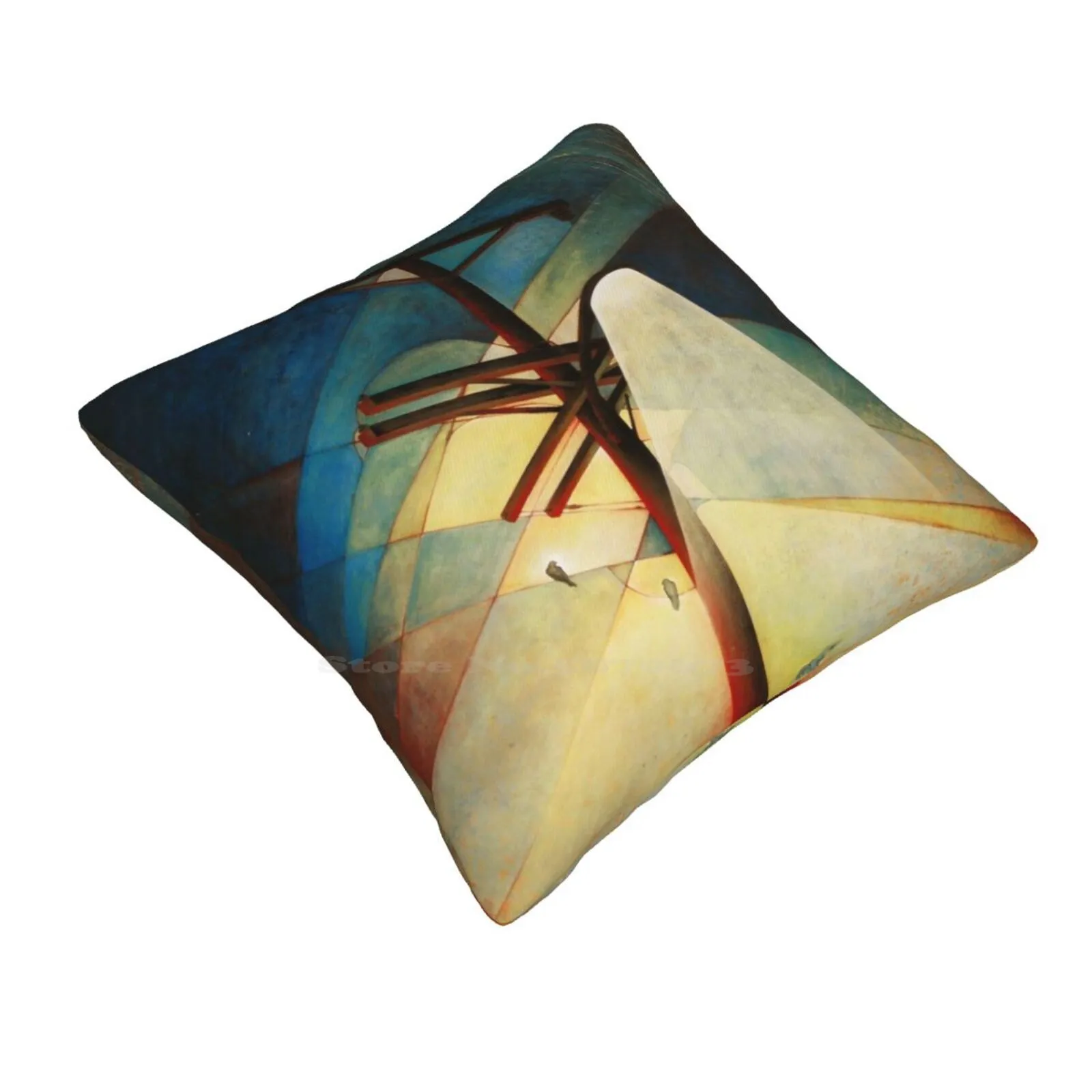 Earth Bound Power #4 Funny Cute Decor Square Pillowcase Painted Power Acrylic God Man Lines Birds Color