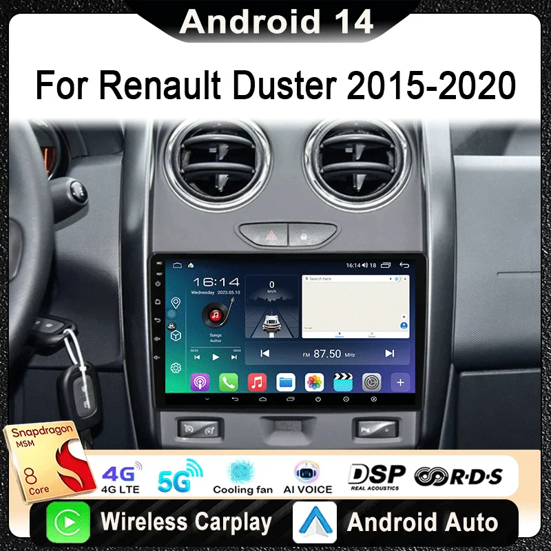 

For Renault Duster 2015 - 2021 Car Radio Multimedia Video Player Navigation Stereo GPS Android 14 Carplay No 2din 2 din dvd