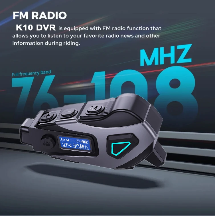 1080P HD فيديو داشكام عدسة واسعة الزاوية FM + بلوتوث دراجة نارية خوذة سماعة كاميرا لا سلكية مقاوم للماء دراجة نارية مسجل