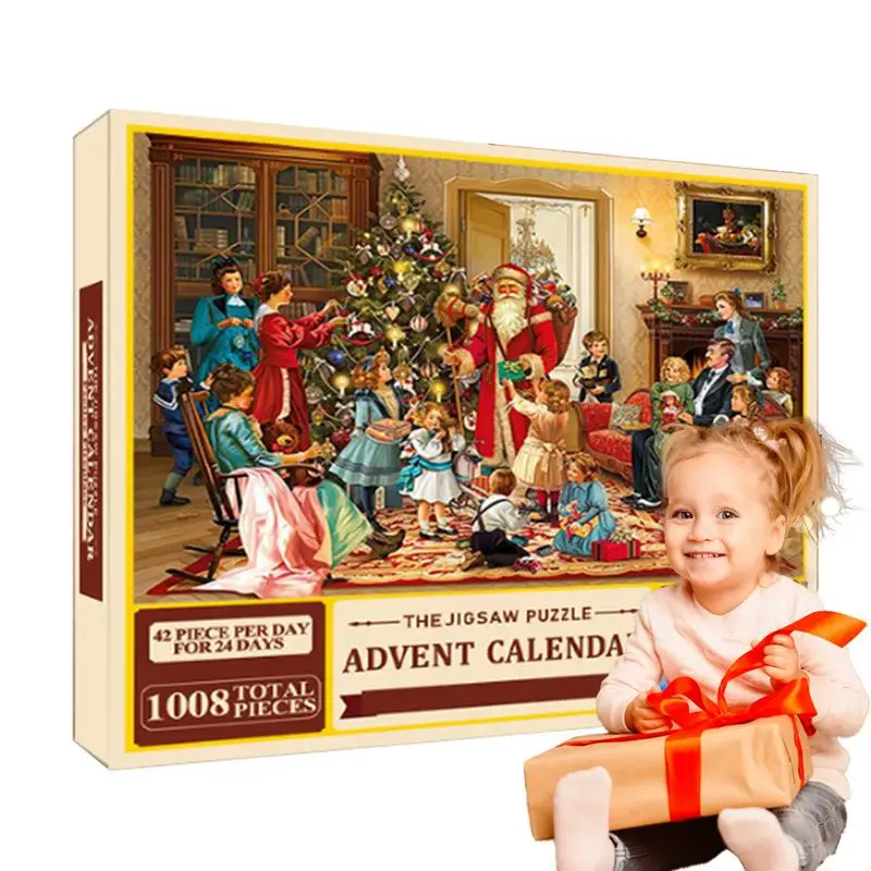 

Advent Calendar 2024 Christmas Jigsaw Puzzles 1008pcs 24 Days Christmas Countdown Calendar Thanksgiving Gift Family Game Puzzle