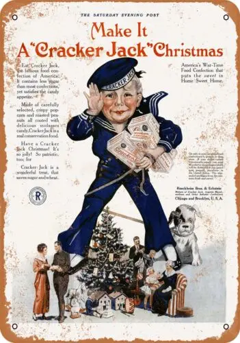 Metal Sign - 1918 Cracker Jack Christmas - Vintage Look Reproduction