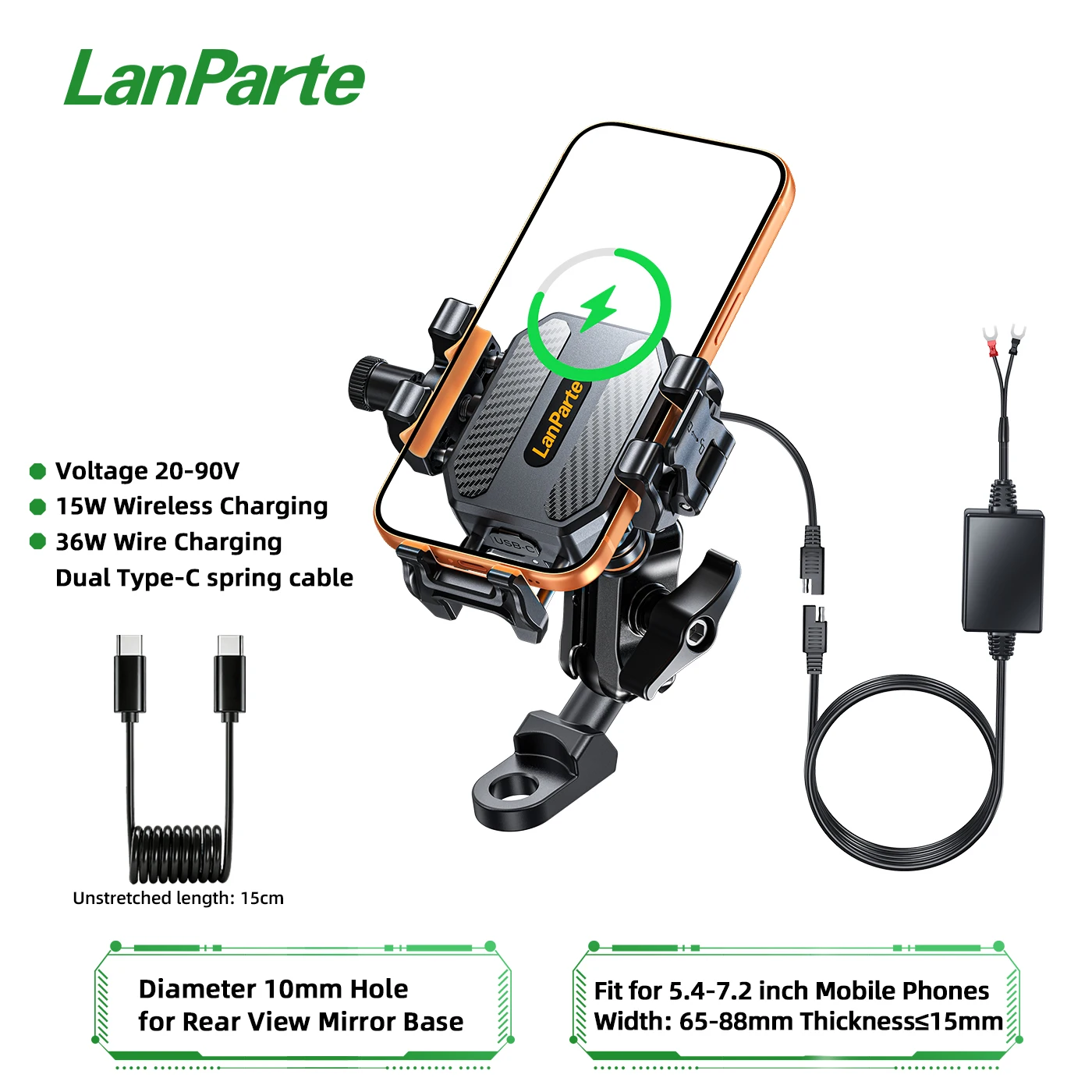 2026 New Released E-bike Mobile Phone Holder 15 W Wireless Fast Charging Bidirectional Vibration Absorption System Flexible