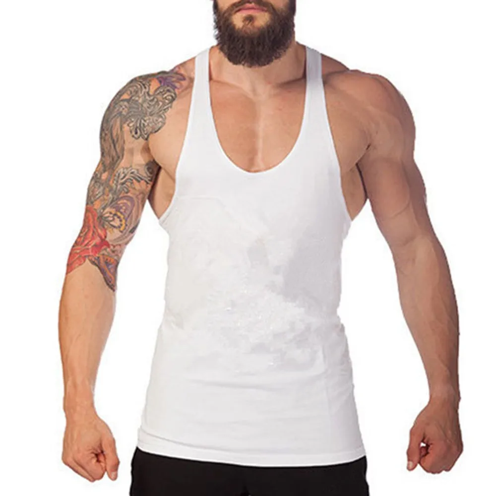 

Solid Tops Vest T-shirt Tank Top Tee Workout A-Shirt Sleeveless Vest Army Beach Bodybuilding Fitness Gym Mens 2021 Fashion