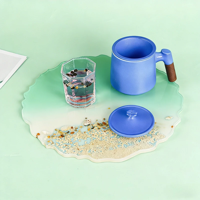 Immagine 4: Stampo in Silicone Circolare per Resina Epossidica, Vassoio Multiuso, Sottobicchiere, Contenitore per Frutta e Gioielli