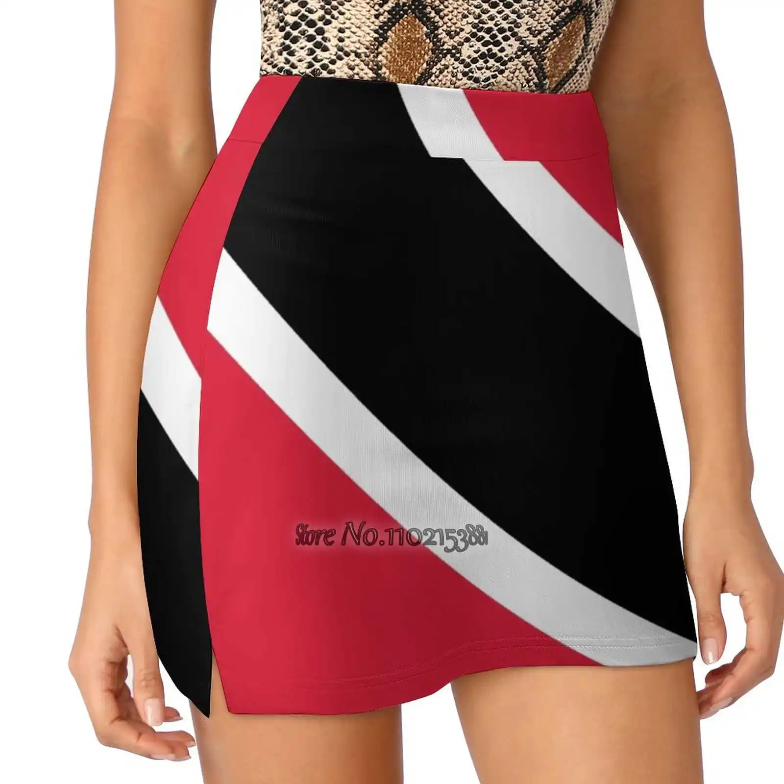 Trinidad And Tobago Flag Tennis Golf Skirt Sexy A-Line Harajuku Shorts Skirt With Phone Pockets Skort Trinidad And Tobago Flag