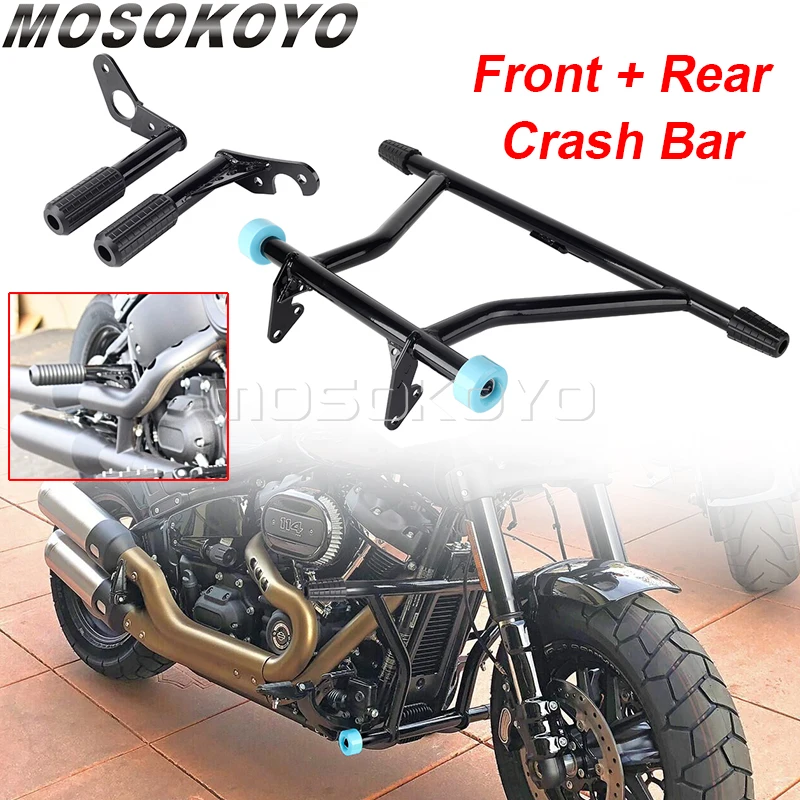 For Harley Softail Motorcycle Rear Front Highway Peg Step Engine Guard Crash Bar Street Bob Low Rider S Fat Bob Standard 2018-up