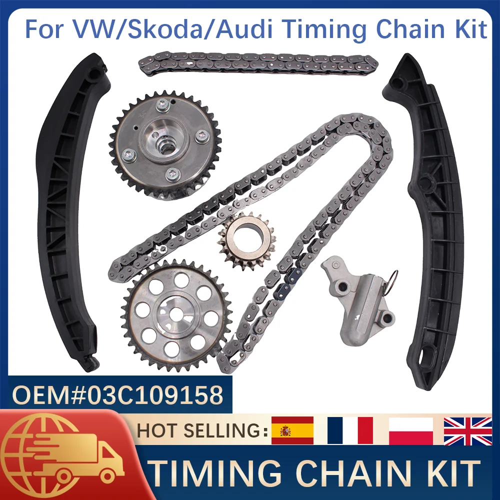

Timing Chain Kit Camshaft Adjusters For VW Audi Skoda 1.4TSI 1.6 FSI BAG BLF CAVD CAXA BLG CTHD Engine OE# 03C109158 Auto Parts