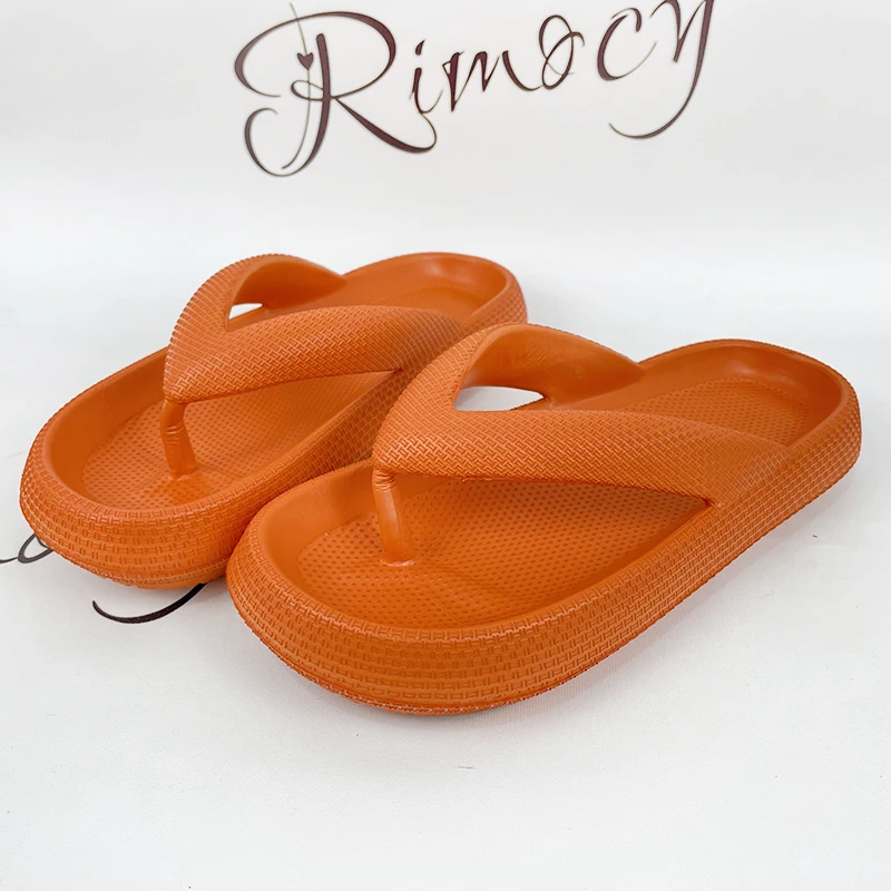 Rimocy Soft Sole EVA Women\'s Flip Flops 2023 Summer Beach Non-slip Cloud Slippers Women Thick Platform Clip Toe Bathroom Slides