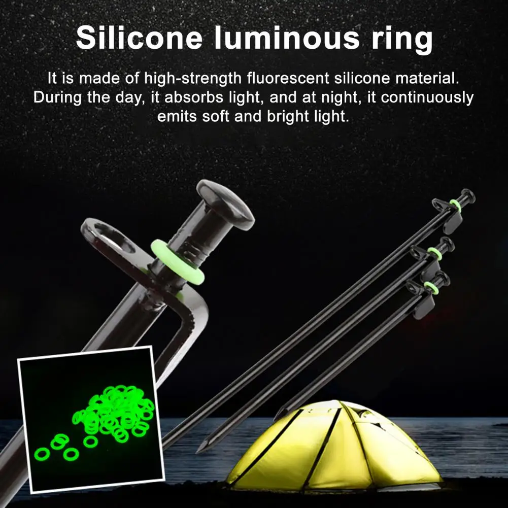 Tent Stake Accessory 100pcs Glow-in-the-dark Tent Stake Rings Fluorescent Ground Peg Outdoor Camping Nail Accessories for Secure