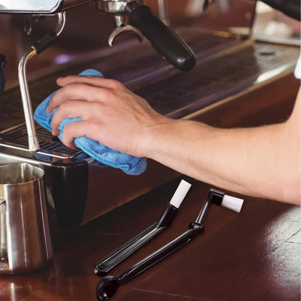 Machine Cleaning Brush and Nylon Espresso Brush Coffee Brush Set Espresso Kit Include Wooden Coffee Grinder