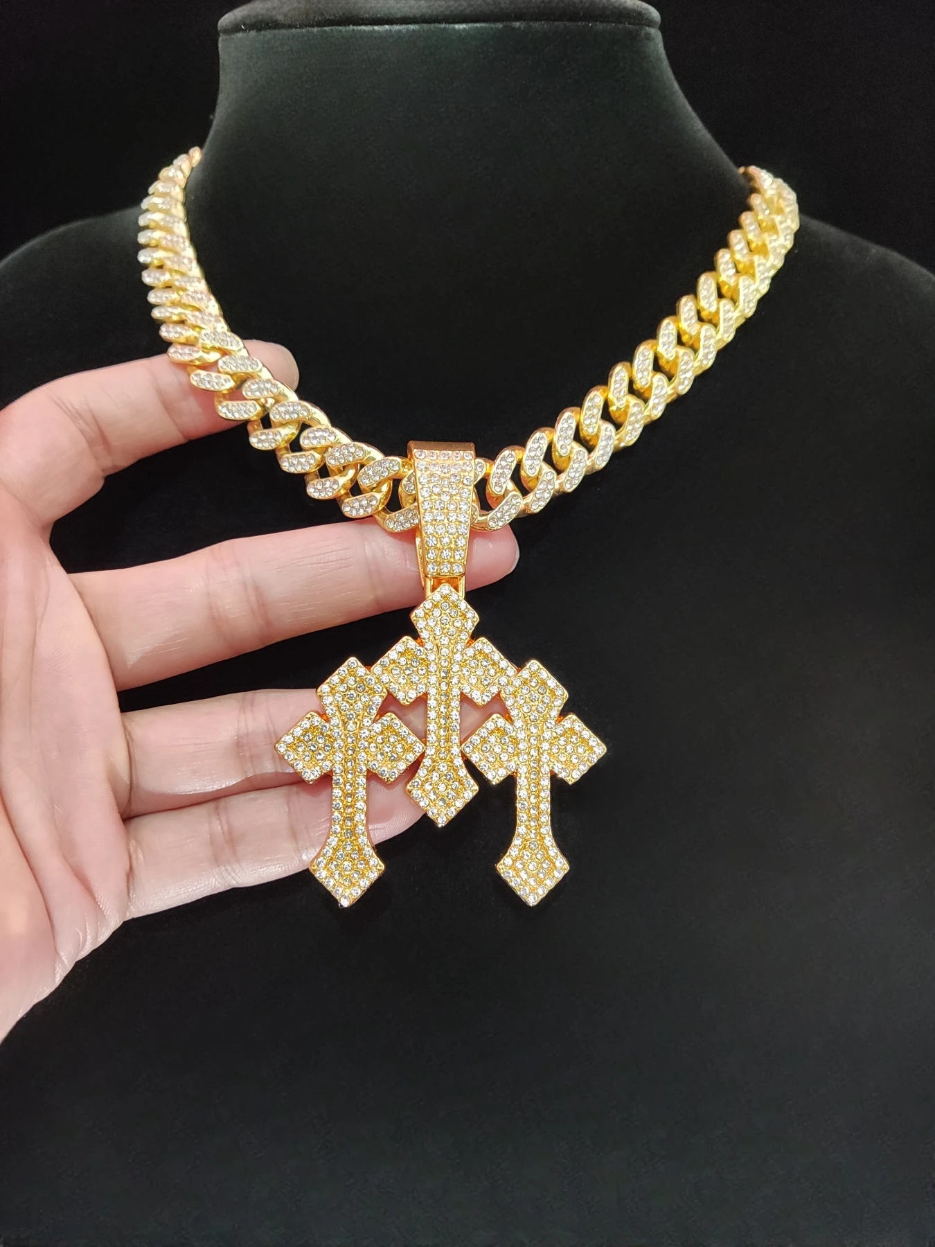 وصل جديد 2024 الهيب هوب الصليب قلادة قلادة الرجال سلسلة نسائية مثلج خارج بلينغ الكوبية القلائد الهيب هوب مجوهرات موضة هدية #5