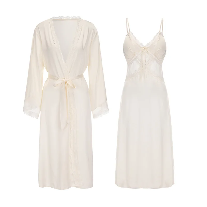 

Wholesale Women's Sexy Spaghetti Strap Sleepdress Adult Lady Romantic Long Nightgown Home Comfortable Dress With Robe