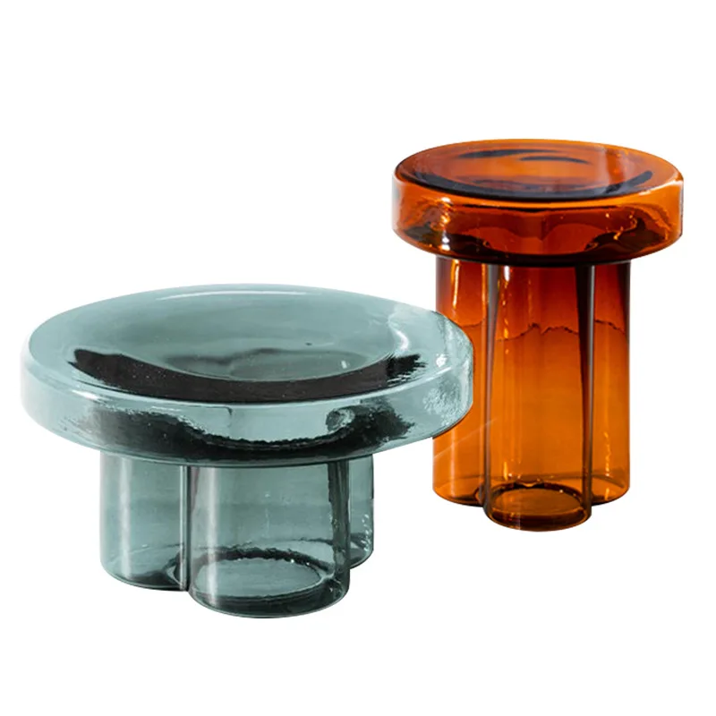 Modern simple tall and short combination transparent luxury glass coffee table