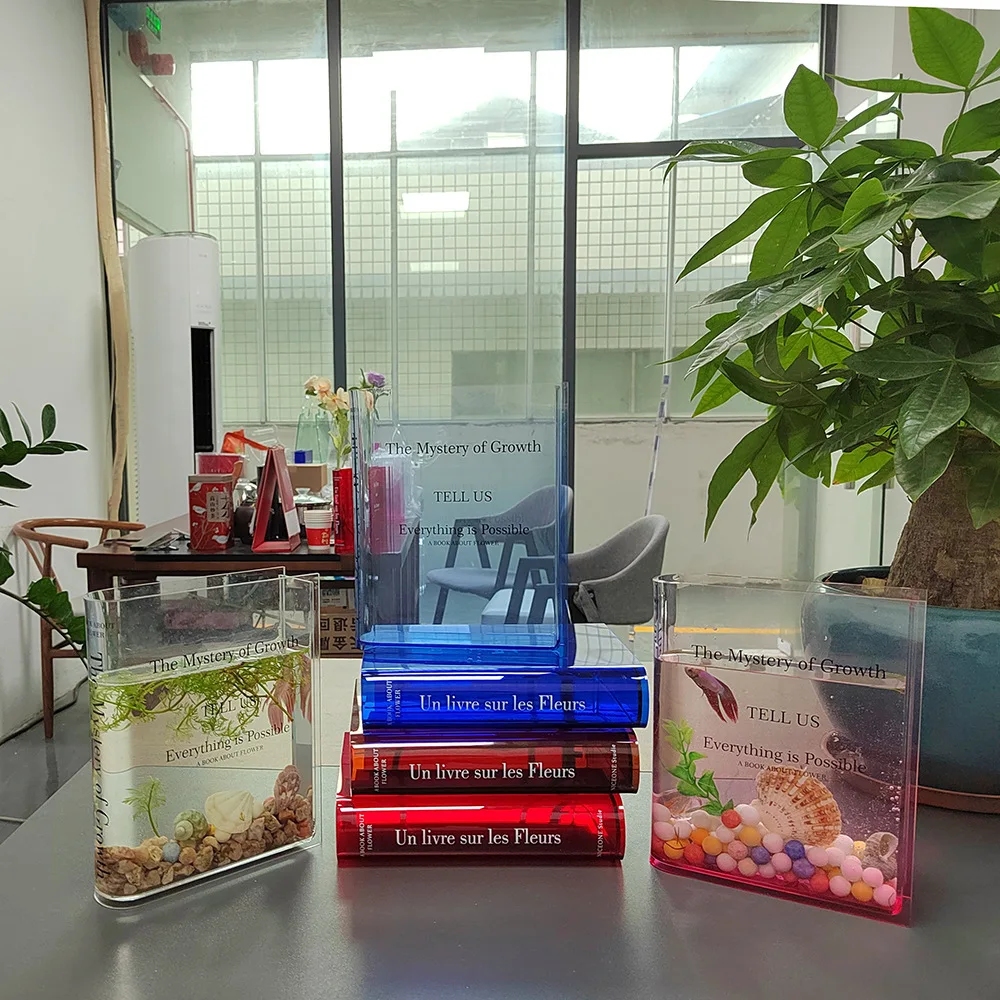 

Naxilai Gradual color Amazon Nordic acrylic book vase simple living room flower arrangement water raised home decoration