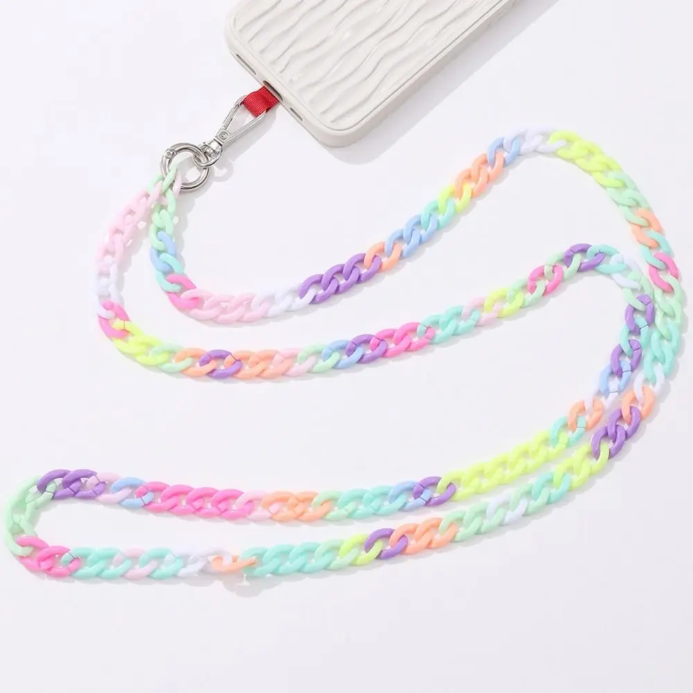 Portable 120CM Acrylic Phone Lanyard Keychain Colorful Phone Chain Straps Anti-lost Rope Phone Accessories