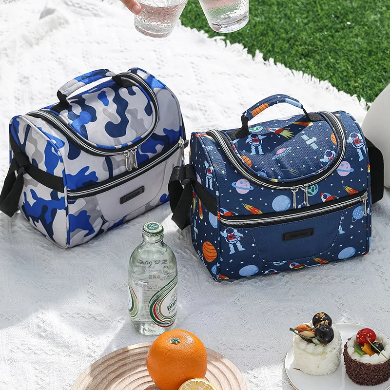 New Handbag For Picnic Outdoor Single Shoulder Children's Thickened Aluminum Foil Lunch Box Small Insulated Bag