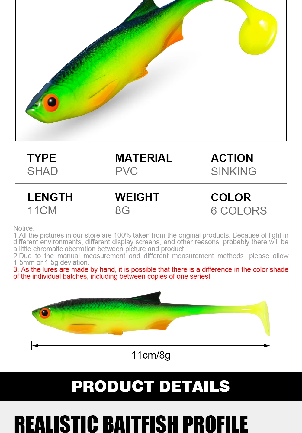 Spinpoler N.B. Shad Handgefertigter Weicher Köder Realistische Skalen-Optik PVC Angelköder Sinkender Paddle-Tail-Köder für Süß- und Salzwasser-Angelausrüstung – Detail 2