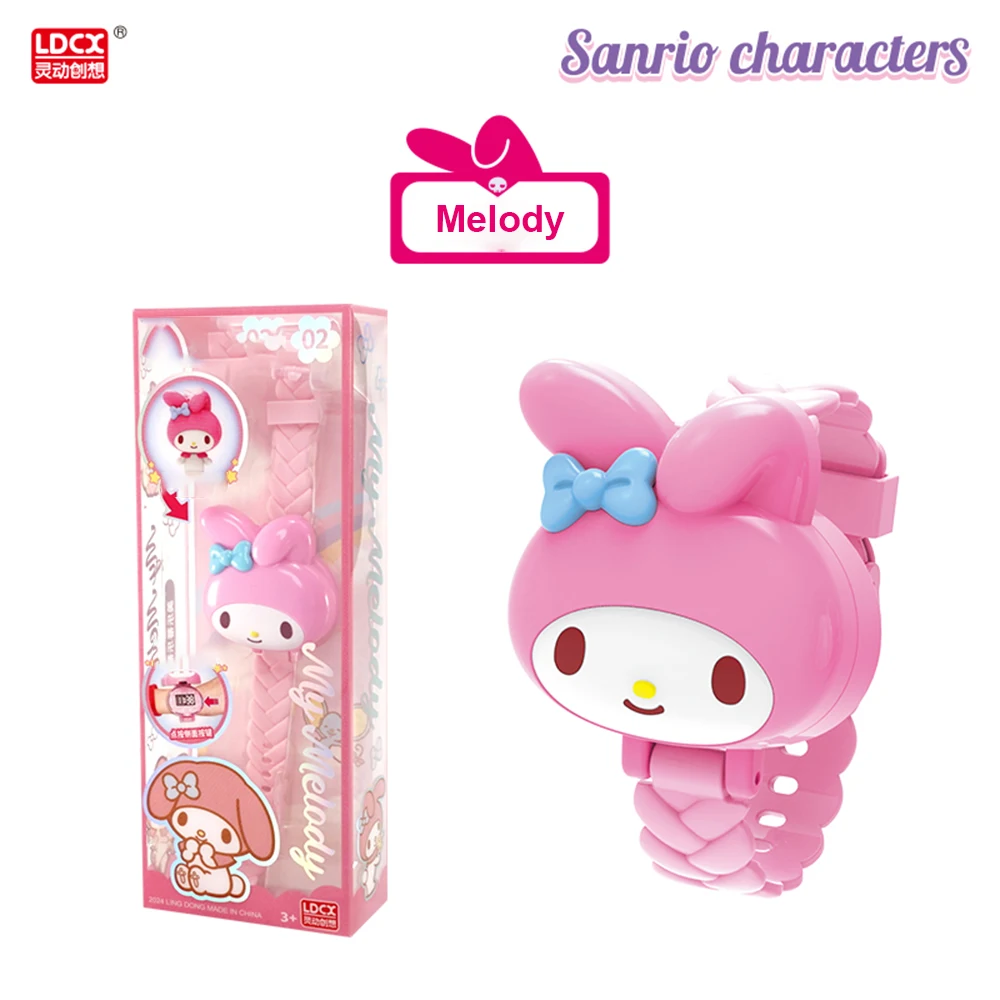 LDCX Sanrio Relógio Eletrônico, Deformação Pulseira Brinquedos, Melody, Kuromi, Co-Branded Meninas, Estudantes, Q