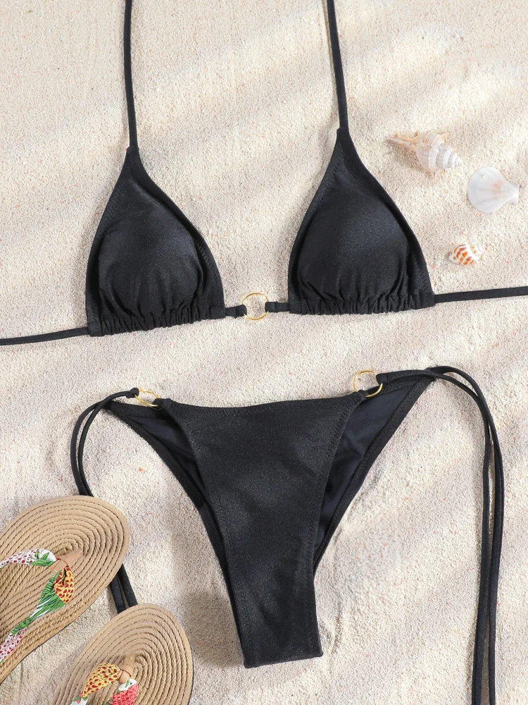 ZRTAK Sexy Bikinis Micro Thongs Bathing Suit Swimsuit Women Rings Biquini Bandage Beachwear Swimwear Two Piece Bikini Sets