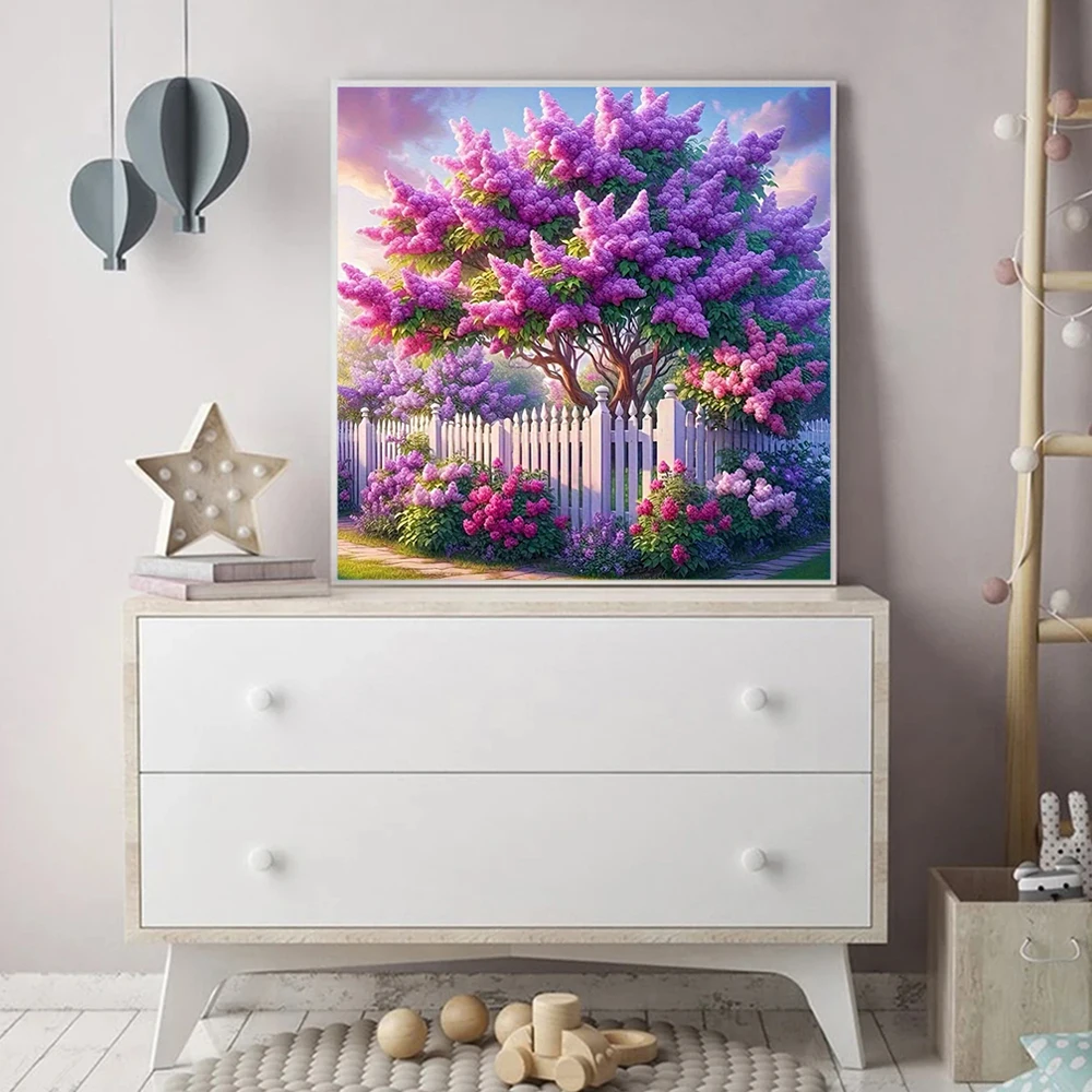 Evershine Diamond Mosaic Lilac Hedge Full Square Painting Landscape Cross Stitch Embroidery 5D DIY Home Living Room Art Craft view 3