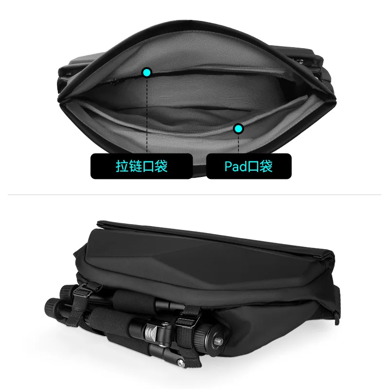 Concept-Bolso de pecho cruzado geométrico para hombre, bolsa de hombro multifuncional, informal, de viaje de negocios, de 9,7 pulgadas