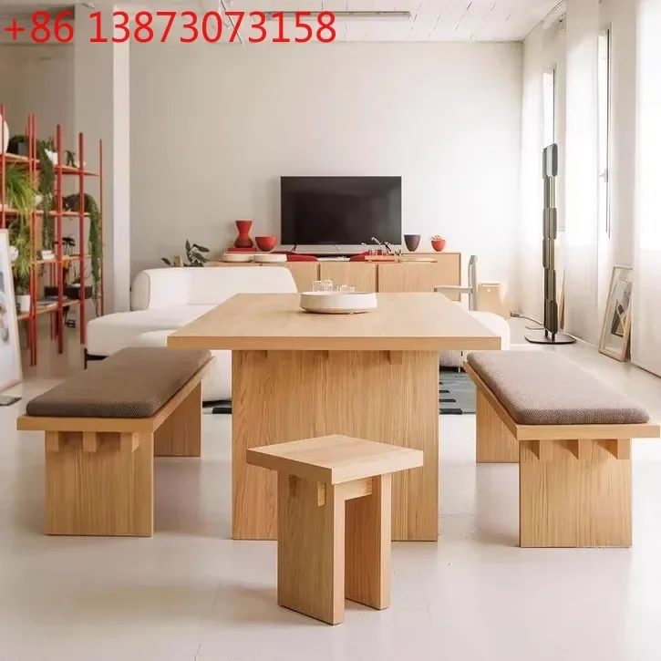 

Nordic kindergarten log dining table ash wood all solid wood desk household living room table