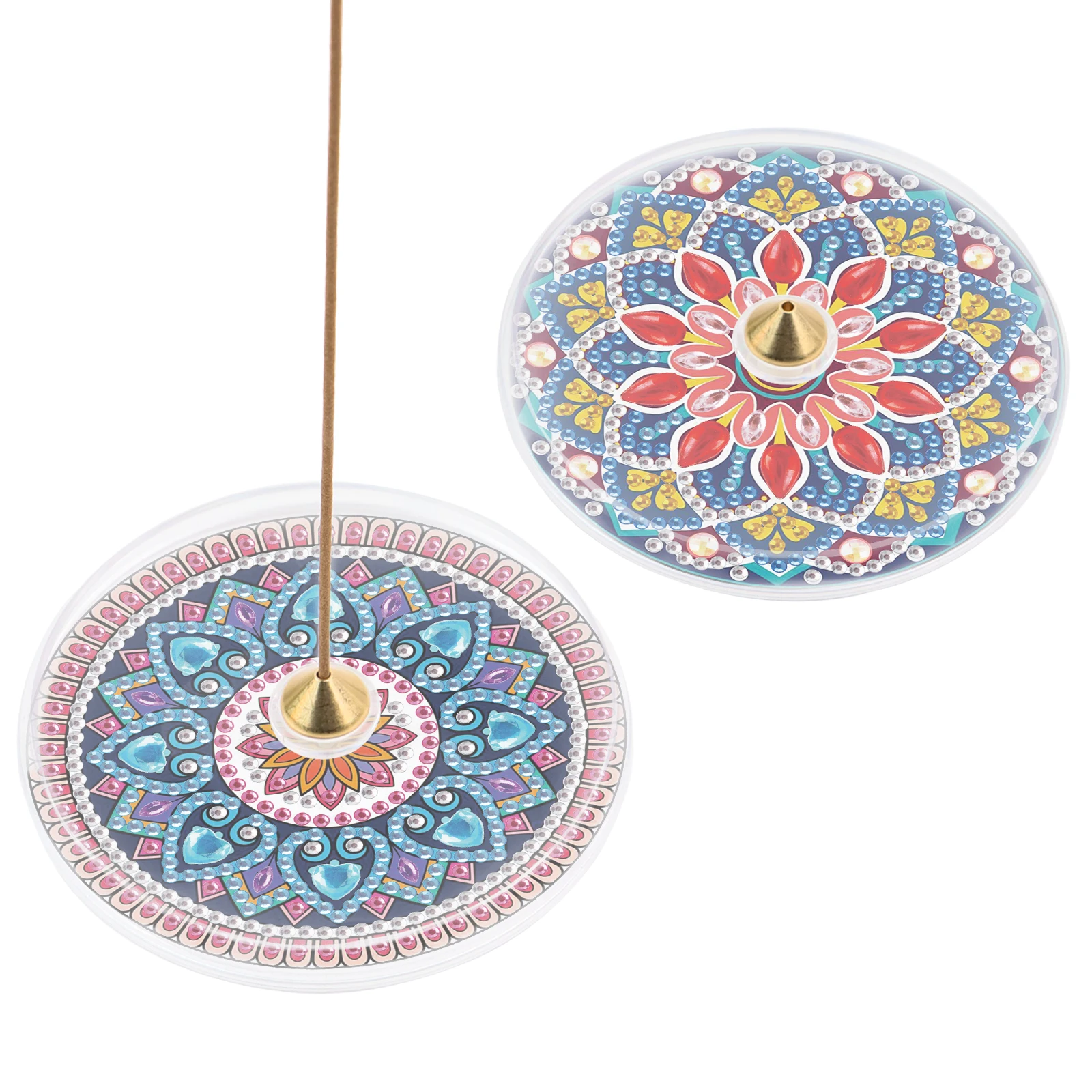 

2PCS Diamond Art Painting Meditation incense plate Kits,Colorful Theme DIY Special Shape Diamond acrylic coasters for decor Gift