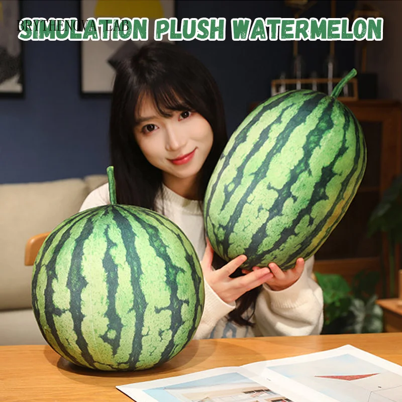 Adorable 3D Watermelon Plush Sofa Pillow Reallife Fruits Simulation Cushion Watermelon Stuffed Soft Pillow Home Decor Gift