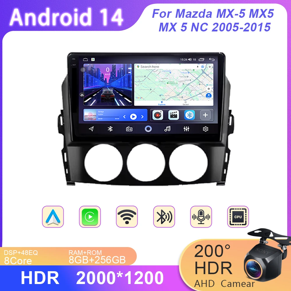 

Multimedia Video Player Carplay Touch Screen Auto Stereo Android Car Radio For Mazda MX-5 MX5 MX 5 NC 2005-2015 GPS Navigation