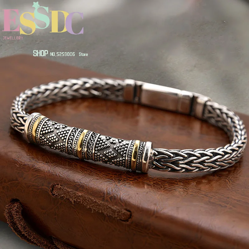 2026 New Retro Old Hand Woven Dragon Bone Men's Bracelet Retro Creative Personalized High-end Couple Gift Personalized