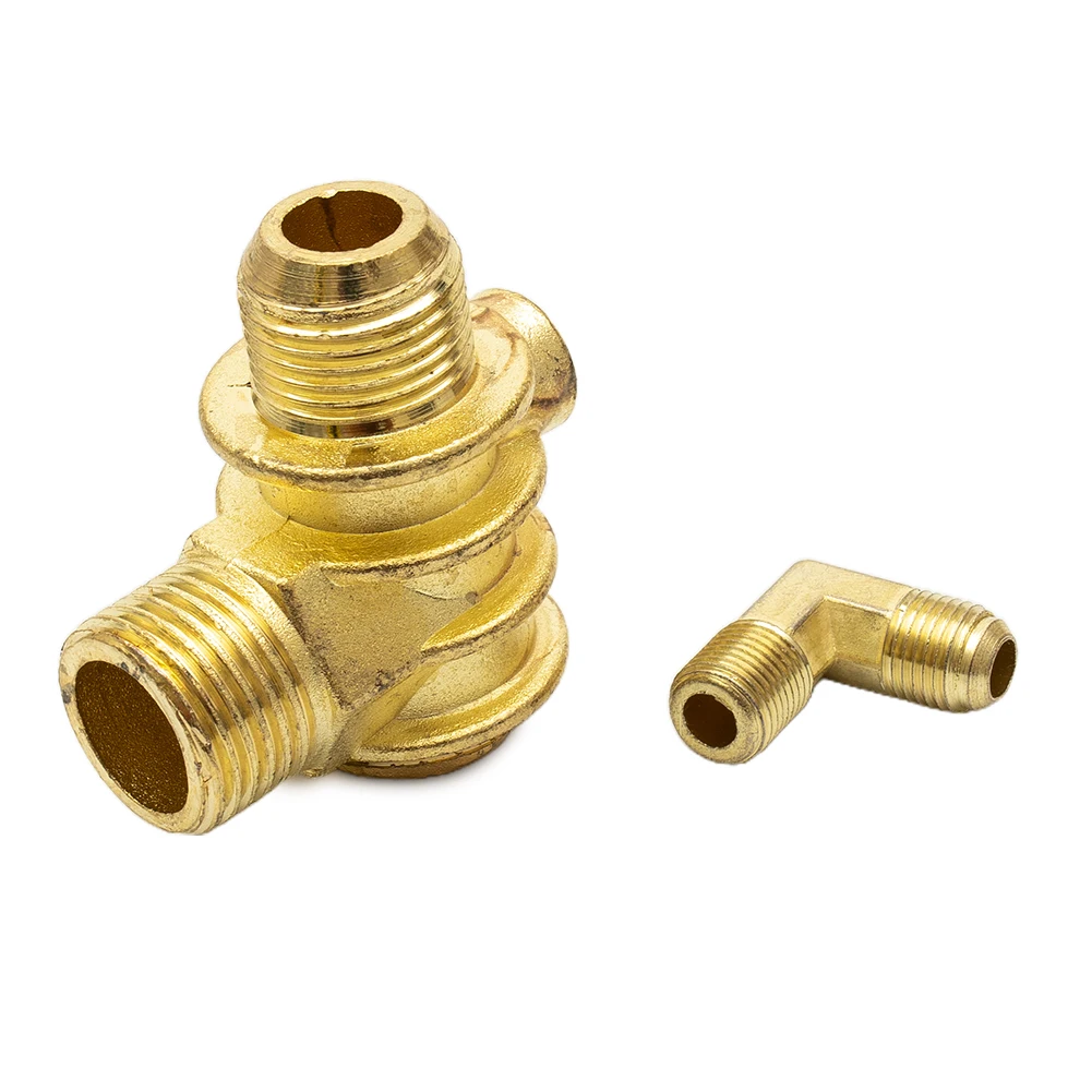 3 Port Check Valve Brass Hose Fitting Male-Threaded Workshop Replacement Air Compressor Tools Connector Joint Adapter