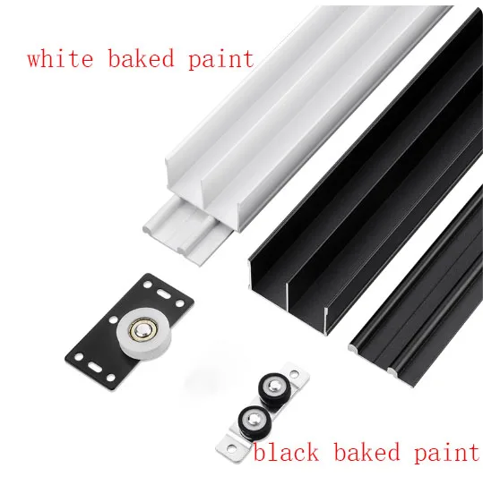 Painted White Wardrobe Sliding Door Track Double Rail Flat Sliding Wooden Door Aluminum Alloy Double Track