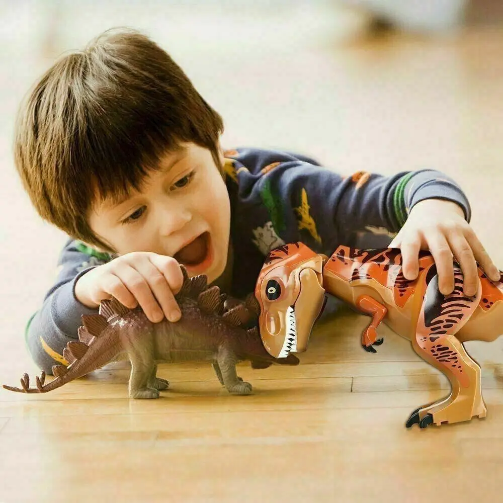 New Plastic Dinosaur Building Blocks Multicolor Assemble Prehistoric Scene Full Size Dino World Early Learning