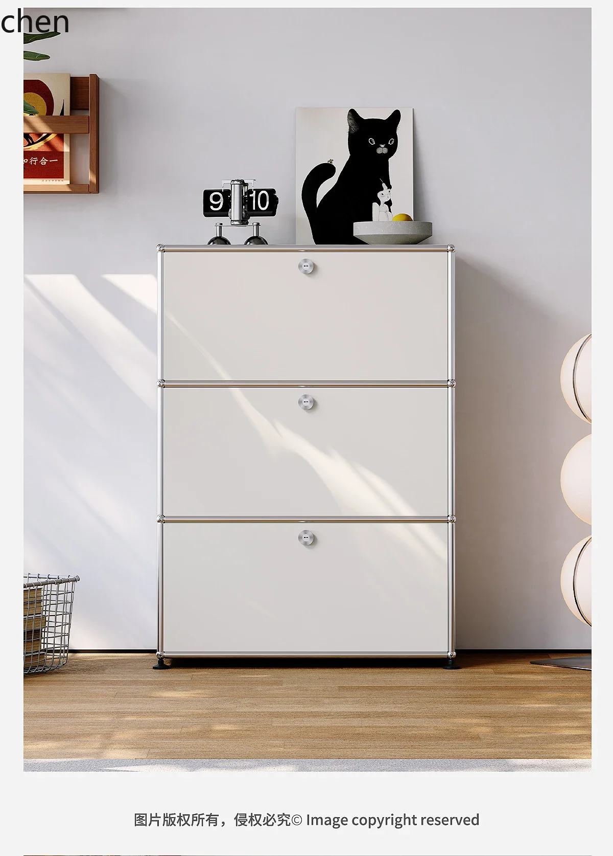 YFY stainless steel three-bucket , living room against the wall, bedroom locker, bedside bucket cabinet