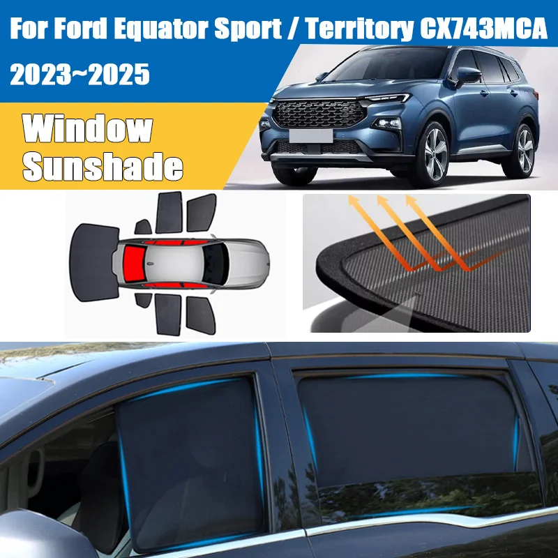 

Car Window Sunshade For Ford Equator Sport Territory CX743MCA 2023-2025 Visor Mesh UV Protection Shade Blind Auto Accessories