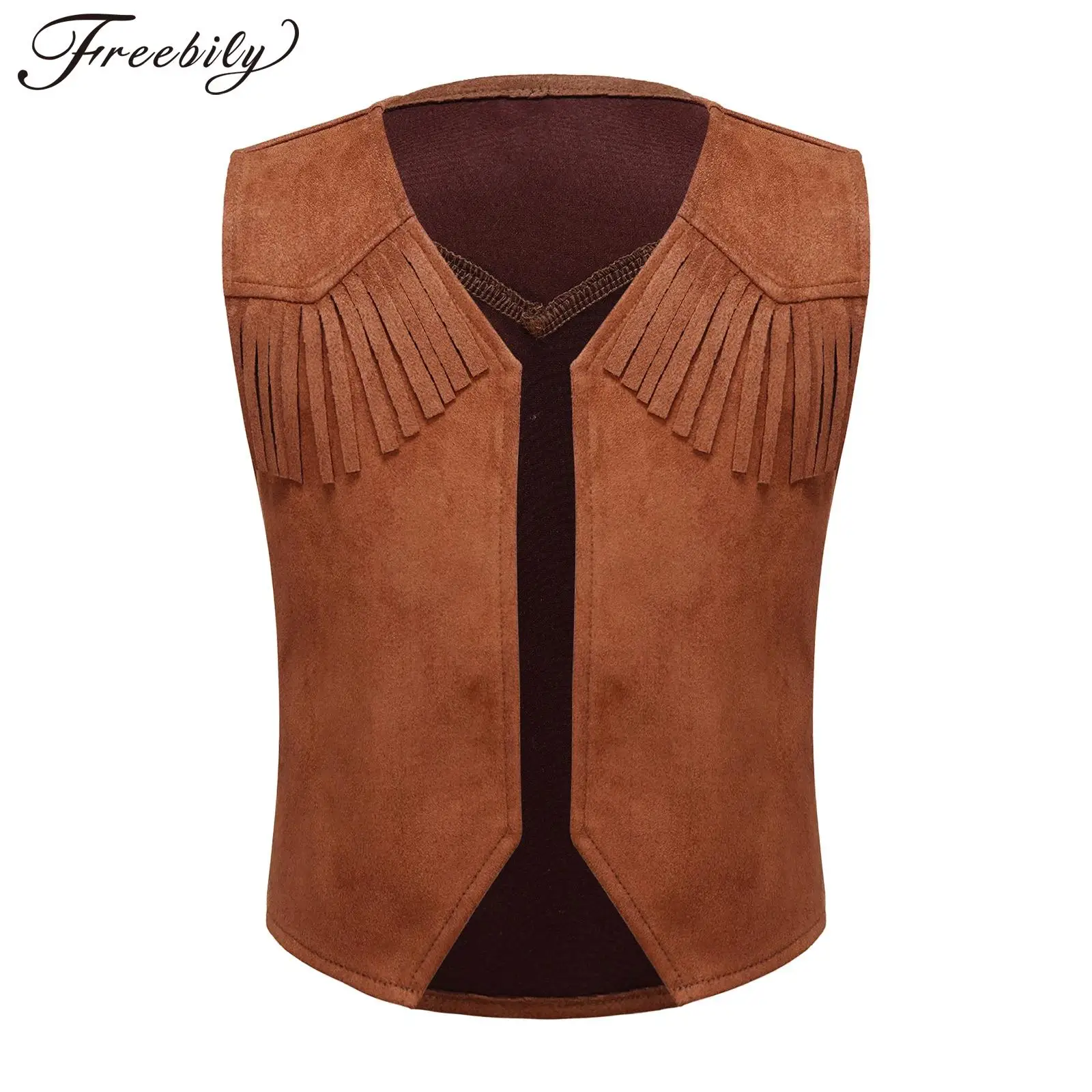 

Boys Western Cowboy Costume Cowgirl Cosplay Vest Waistcoat Carnival Party Holiday Masquerade Dress-up Halloween Costumes