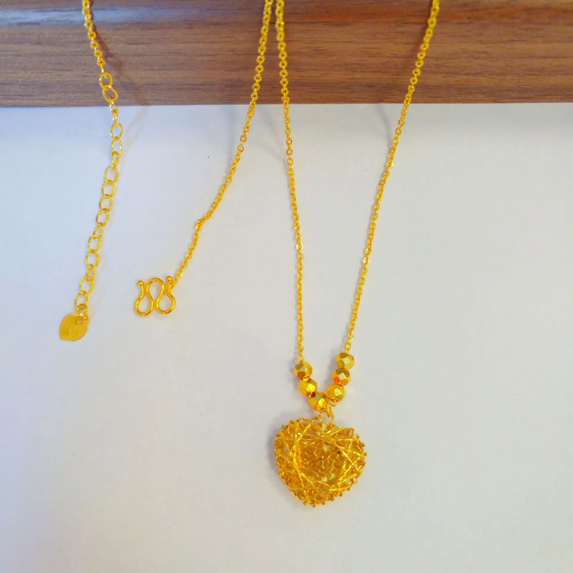 2026 Gold Color Hollow Dream Catcher Heart Moon Star Pendant Clavicle Necklace For Women Daily Wear Party Birthday Anniversary