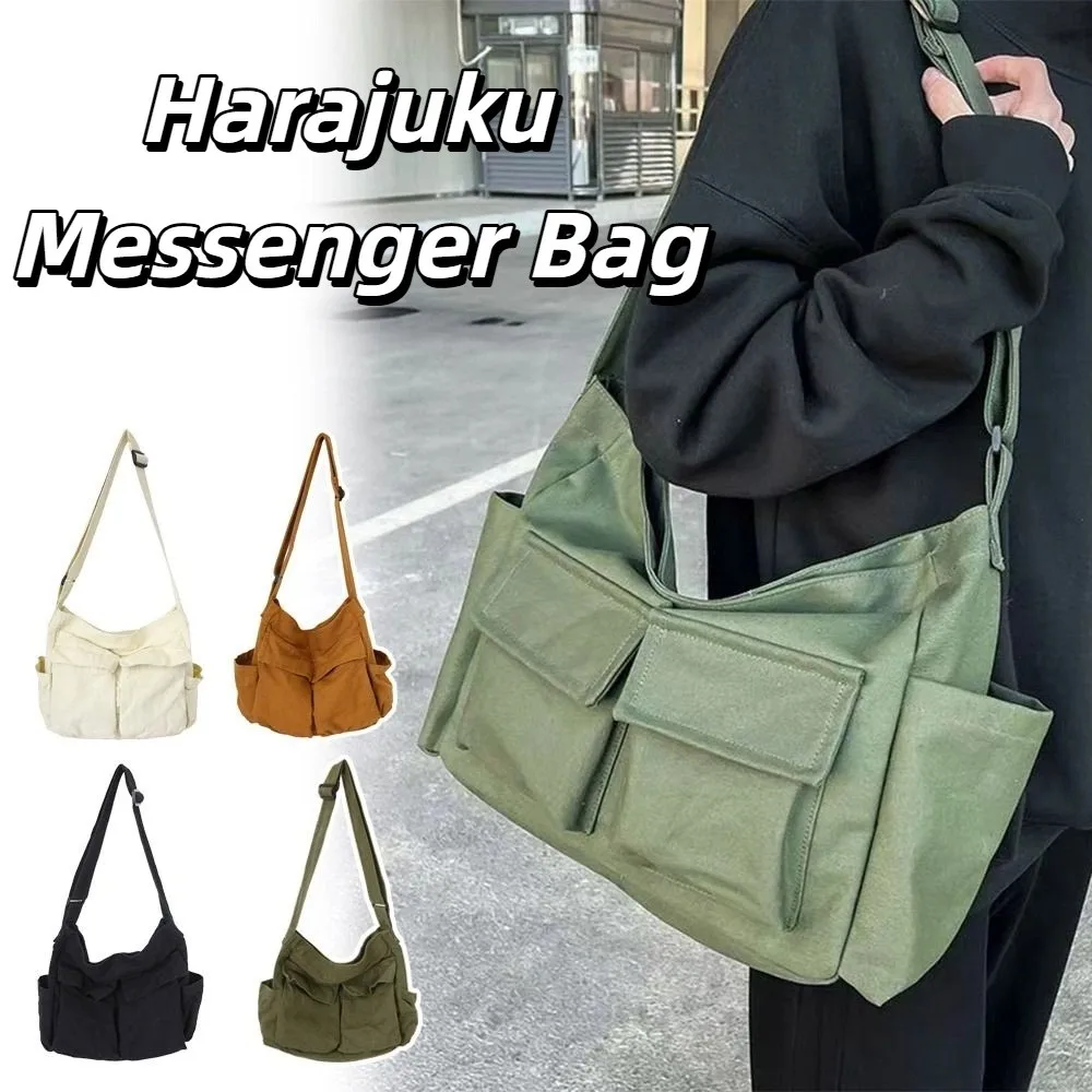 

Casual Canvas Vintage Shoulder Bags Harajuku Large Capacity Teenager Messenger Bag Tote Bags Handbag Crossbody Bag Women