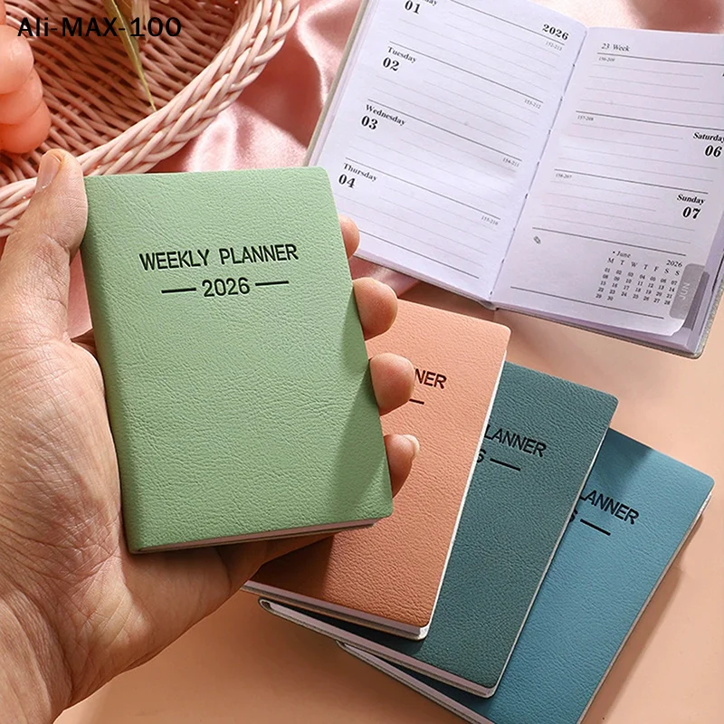【MA3】A7 Specification 2026 English Planner Book, Mini Portable Pocket Daily Schedule Book Thin Weekly Calendar