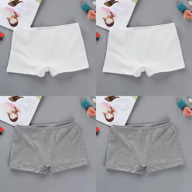 3PC High School Girl Underwear Boxer Trousers Trousers Pure Cotton Solid Color Base Student Breathable Underwear 8-14Years