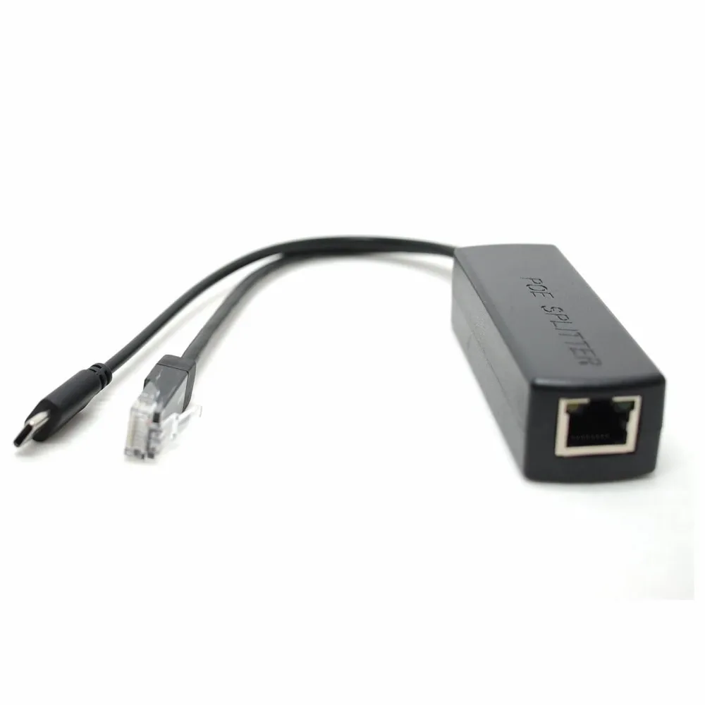 USB C PoE Splitter 5V IEEE 802.3af/at Standard POE to Type C Adapter USB C Power Over Ethernet Splitter with RJ45 and USB C Port