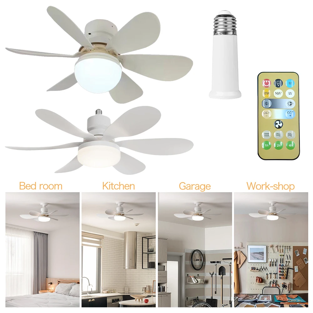 

Ceiling Fans with Lights with RemoteE26/27 Socket Fan LED Light 40W/30W Light Bulb Fan 3 Speeds for Bedroom Kitchen Living Room