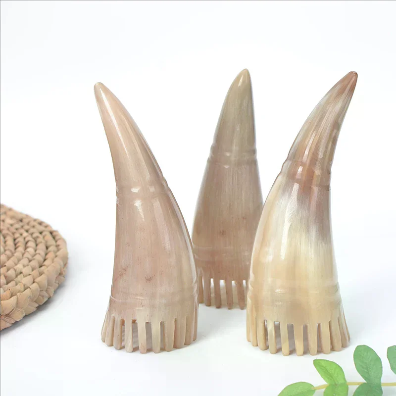 

1 шт. Расческа из бычьего рога для массажа кожи головы и меридианов, широкозубая расческа из бычьего рога, инструменты для парикмахеров