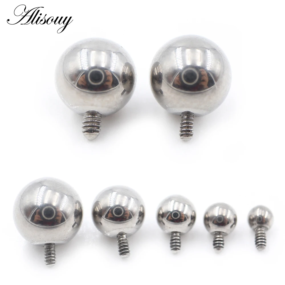 Alisouy 1PC G23 Titanium Externally Thread Ball For Lip Labret Tongue Eyebrow Ring Ear Stud Earring Piercing DIY Body Jewelry