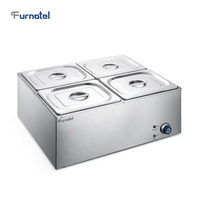 Stainless Steel Electric Food Warmers 4 PCS Set Bain Marie Counter