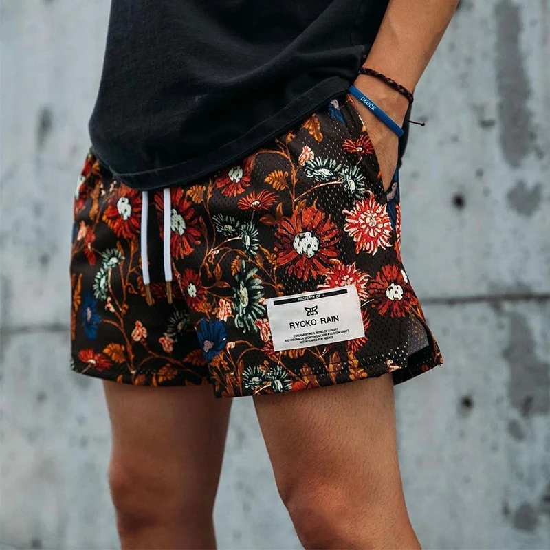 

RYOKO RAIN New summer men's shorts men and women's fashion beach seaside casual shorts mesh sports quick-drying quarter pants