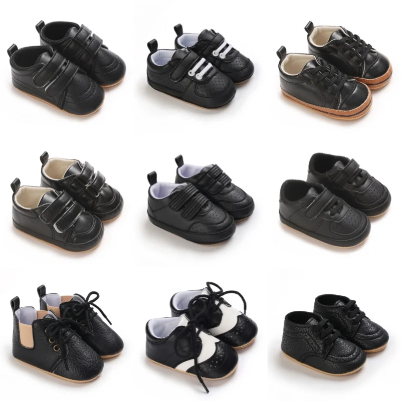 Spring and Autumn Black Main Picture Anti slip Casual Sports Shoes 0-1 Year Old Male and Female Baby Walking Shoes